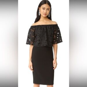 Shoshanna Black Lace off the Shoulder LBD Dress​